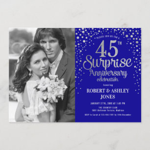 Photo Surprise 45th Anniversary - Blue Silver Invitation