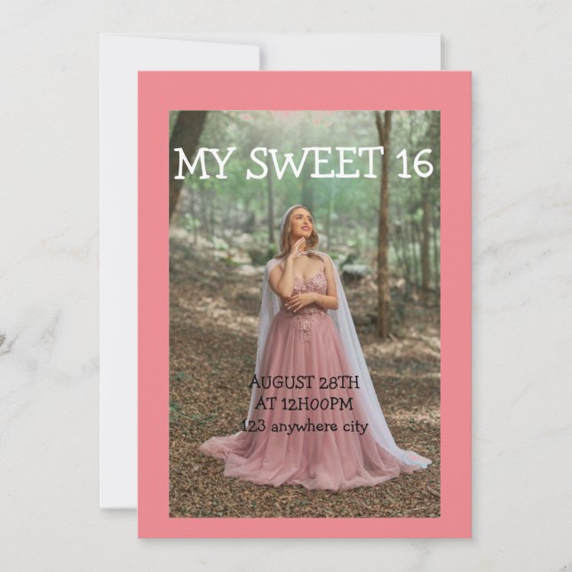 PHOTO SWEET 16 BIRTHDAY INVITATION (Front)