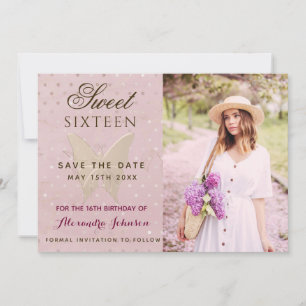 Photo Sweet 16 Birthday Save The Date