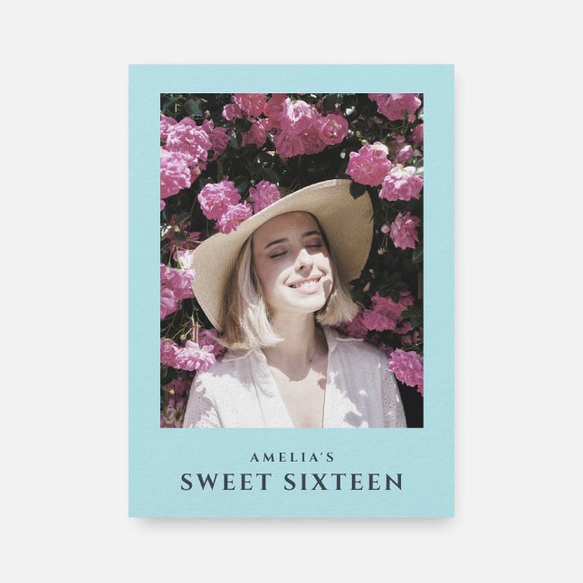 Photo Sweet 16 Modern Pastel Birthday Party Invitation (Creator Uploaded)