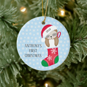 Photo Sweet Sloth Baby's First Christmas Ornament