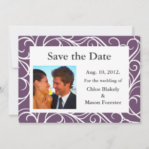 Photo & Swirls Save the Date (purple)
