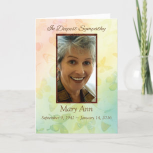 Photo Sympathy Customisable Name and Date, Butterf Card