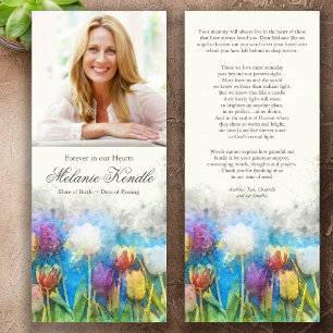 Photo Sympathy Floral Funeral Thank You Card