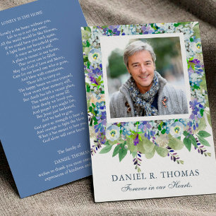 Photo Sympathy Floral Funeral Thank You Cards