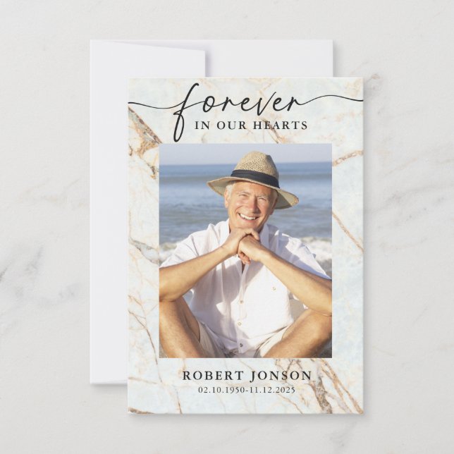 Photo Sympathy Forever In our Hearts Funeral Thank You Card (Front)