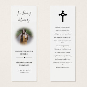 Photo Sympathy Funeral Memorial Poem Bookmark Card