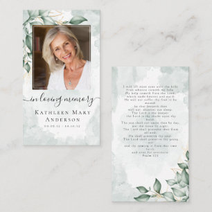 Photo Sympathy Funeral Memorial Prayer Card