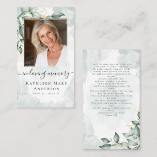 Photo Sympathy Funeral Memorial Prayer Card