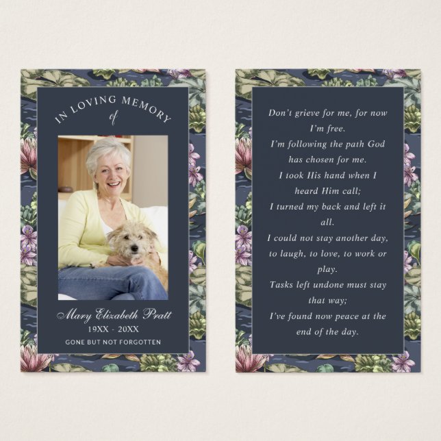 Photo Sympathy Funeral Memorial Prayer Cards (Front & Back)
