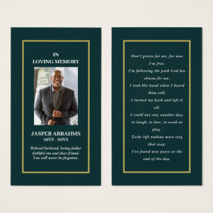 Photo Sympathy Funeral Memorial Prayer Cards