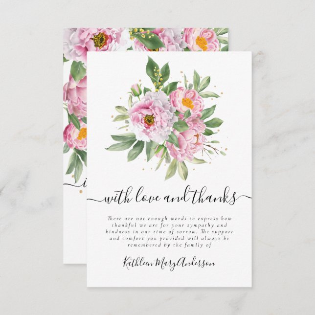 Photo Sympathy Funeral Memorial Thank You Card (Front/Back)