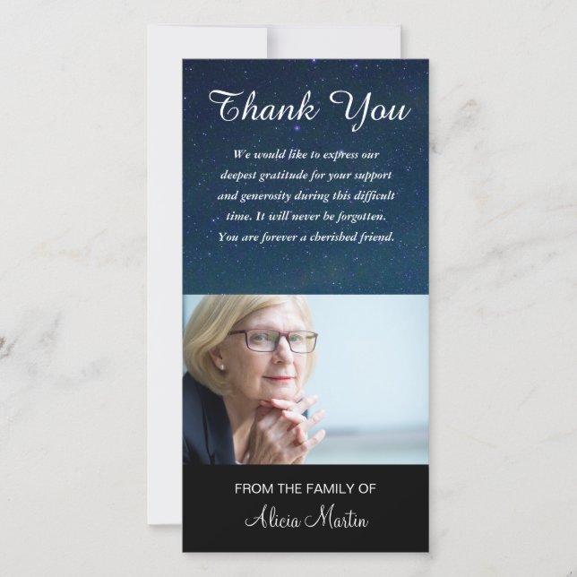 Photo Sympathy Memorial Thank You Night Sky Stars (Front)