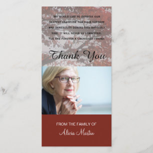 Photo Sympathy Memorial Thank You Red Autumn Tree