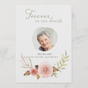 Photo Sympathy Rose Watercolor Wreath Thank You Card