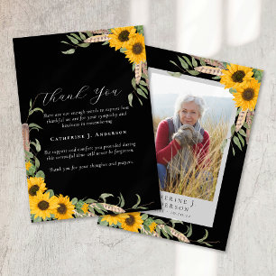 Photo Sympathy Sunflower Funeral  Thank You Card