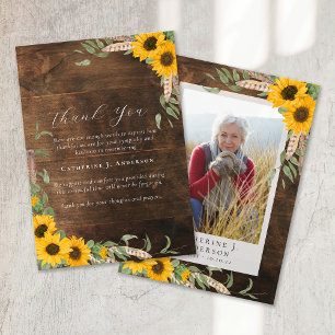 Photo Sympathy Sunflower Funeral  Thank You Card