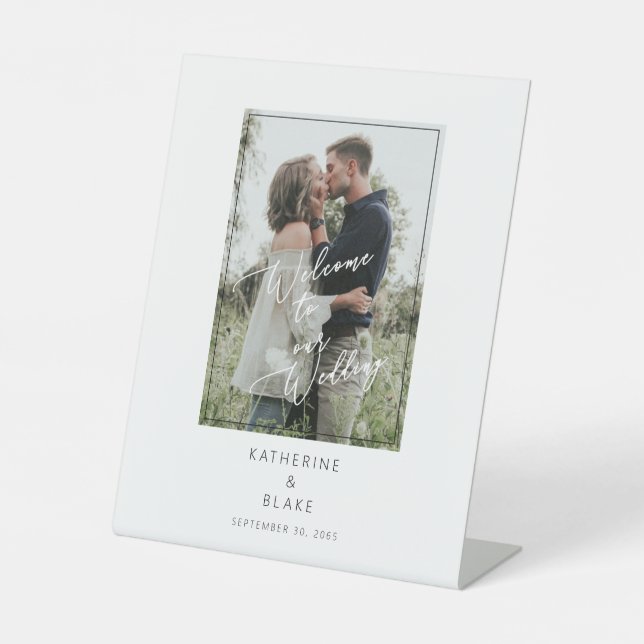Photo Table Welcome to our Wedding  Pedestal Sign (Front)