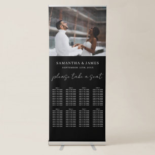Photo Take a Seat Black Wedding Seating Chart Plan Retractable Banner
