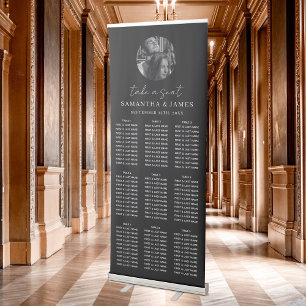 Photo Take a Seat Black Wedding Seating Chart Retractable Banner
