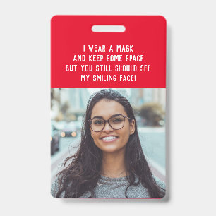 Photo teacher nurse red name ID badge