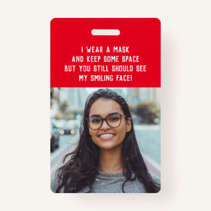 Photo teacher nurse red name ID badge