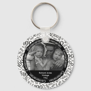Photo Template: 100th Birthday Centenarian Black Key Ring