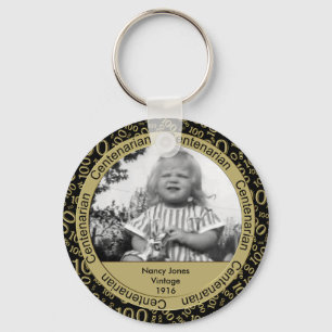 Photo Template: 100th Birthday Centenarian Gold Key Ring