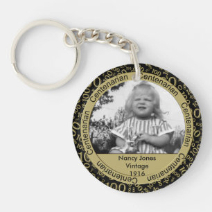 Photo Template: 100th Birthday Centenarian Gold Key Ring