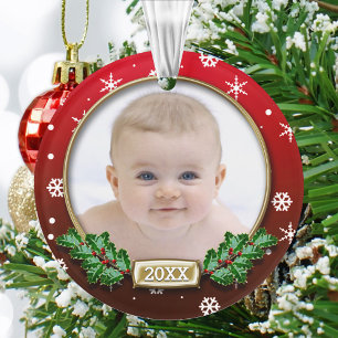 Photo Template   Baby's 1st Christmas (Red) Ornament