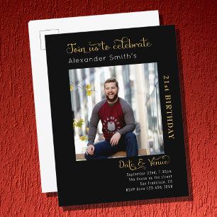 Photo Template Black Gold Birthday