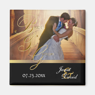 Photo Template - Bride & Groom Wedding Keepsake Magnet