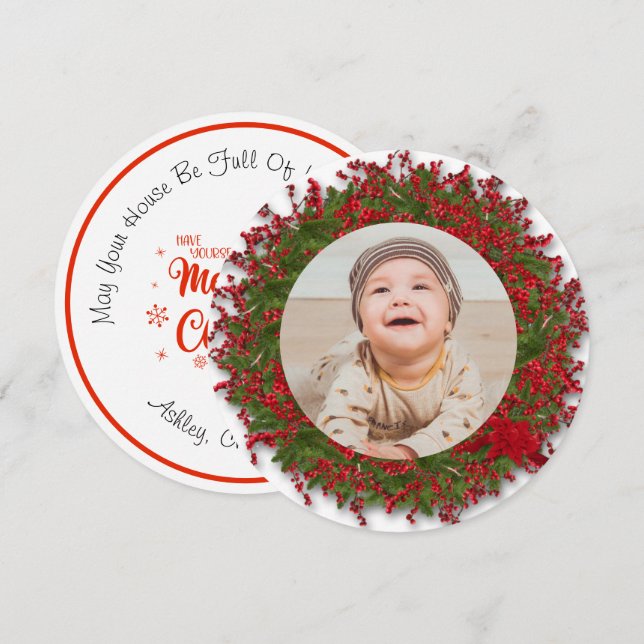 Photo Template Christmas Love & Laughter Card (Front/Back)