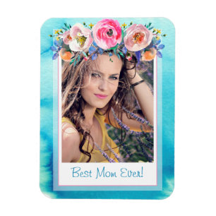 Photo Template Floral Best Mum Ever Magnet