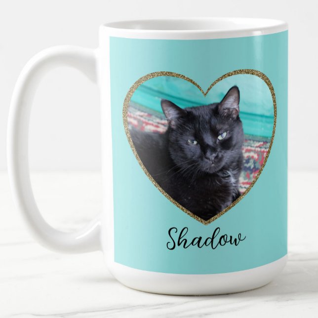 Photo Template Glitter Heart With Pet Custom Name Coffee Mug (Creator Uploaded)