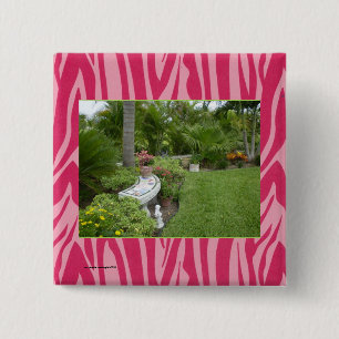 PHOTO TEMPLATE in Red and Hot Pink Zebra Print 15 Cm Square Badge