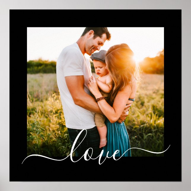 Photo Template Love Text Black Poster (Front)