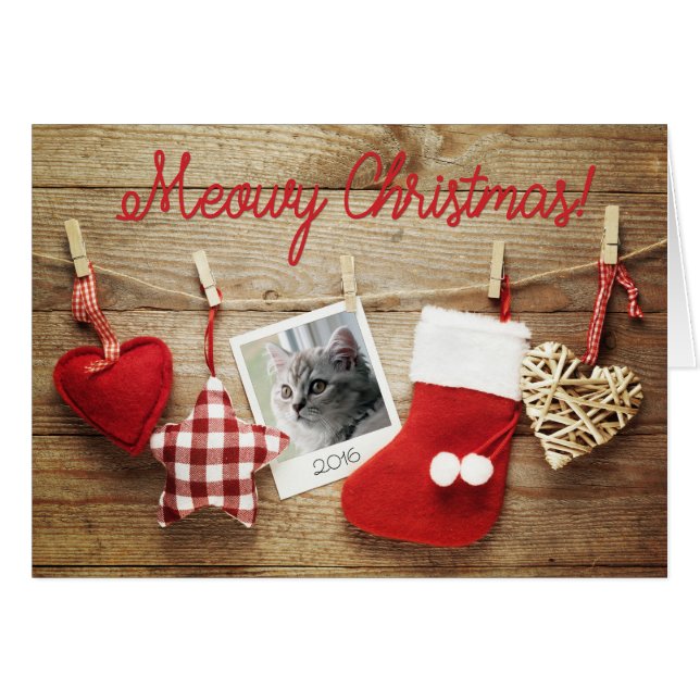 Photo Template Meowy Christmas! Card (Front Horizontal)