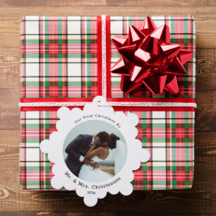 Photo Template Our First Christmas Married Merry Tree Decoration Card