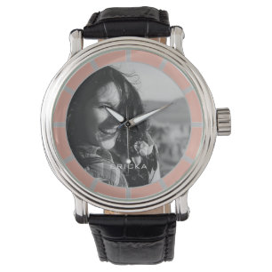Photo Template Pastel Pink Monochrome Grey Watch