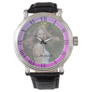 Photo Template Rainbow Gradience Cute Custom Name Watch