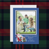 Photo Template Santa Funny Labrador Reindeer Blue