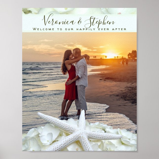 Photo Template Starfish Wedding Welcome Poster (Front)