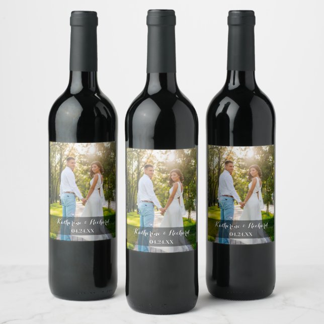 Photo Template Wedding Wine Label (Bottles)