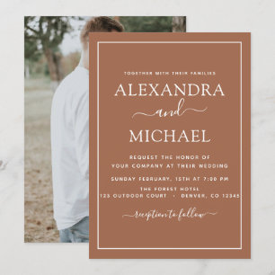 Photo Terra Cotta Boho Wedding Simple Invitation
