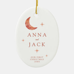 Photo Terracotta Watercolor Moon Our 1st Christmas Ceramic Tree Decoration
