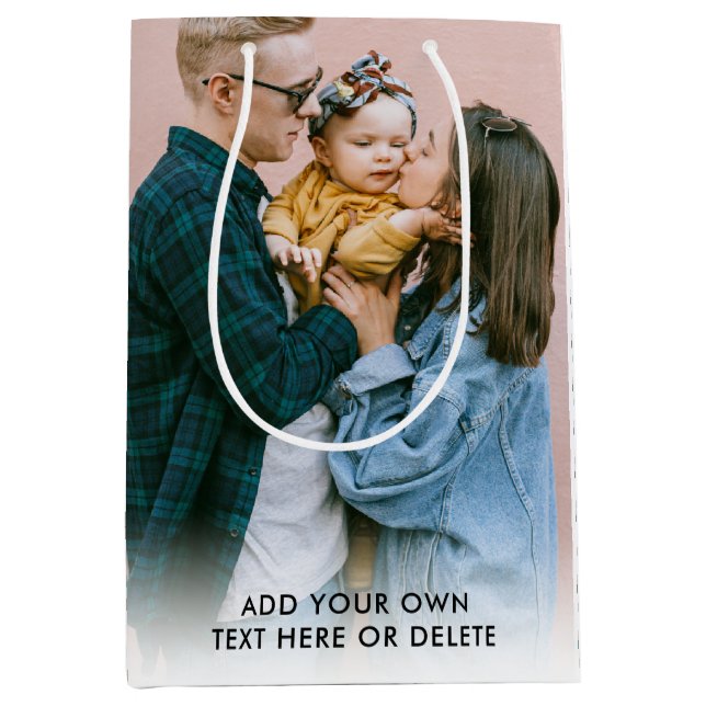 Photo Text Christmas Medium Gift Bag (Front)