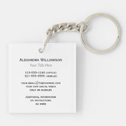 Photo Text Double Sided Business Card Square Key Ring