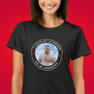 Photo Text Heart I Love My Awesome Husband T-Shirt
