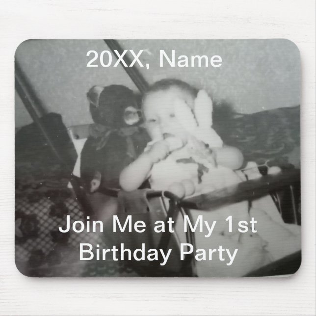 Photo Text Name Year, Customize, Keepsake  Mouse Mat (Front)